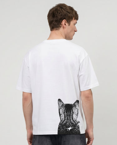 T-SHIRT WHITE - Smoking Cat