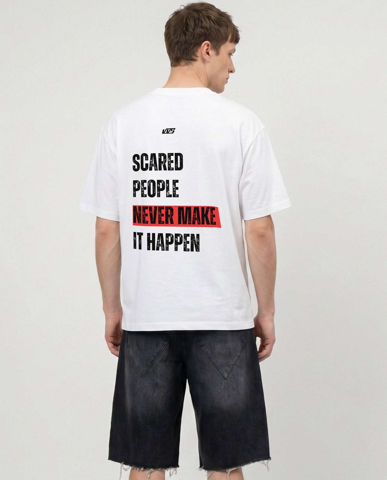T-SHIRT WHITE - Scared People Never Make It Happen